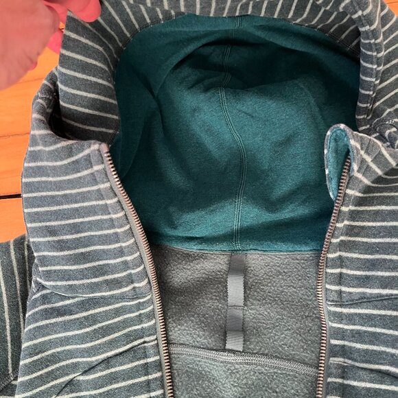 Lululemon Scuba Hoodie Classic Heather Emerald Green Stripe, Size 8 - Picture 9 of 12